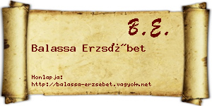 Balassa Erzsébet névjegykártya